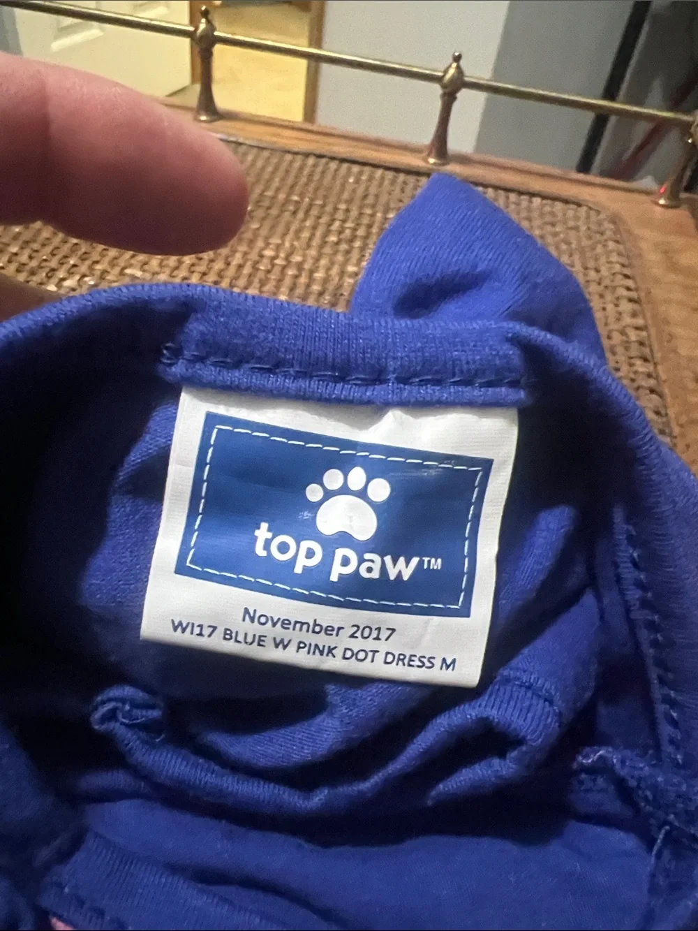 Top Paw Blue Polka Dot Dog Dress with Pink Dots